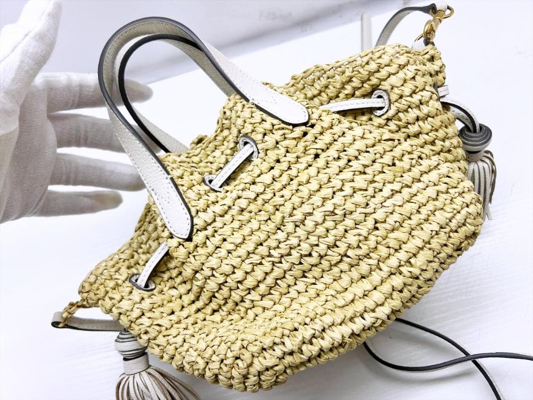 美品 アニヤハインドマーチ ラフィア ドローストリング トート