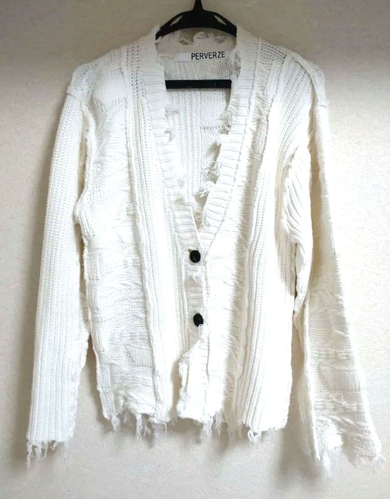 PERVERZE ダメージ加工 ニットカーディガン PERVERZE ダメージ加工 ニットカーディガン - メルカリ