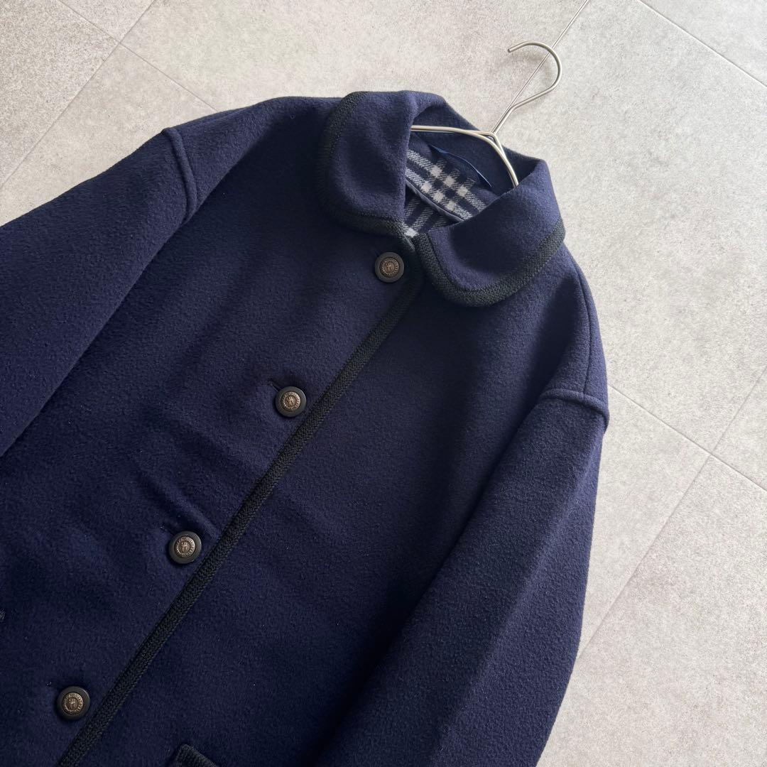 バーバリーズ コート ダブルフェイス ノバチェック カシミヤ混 7 紺 金