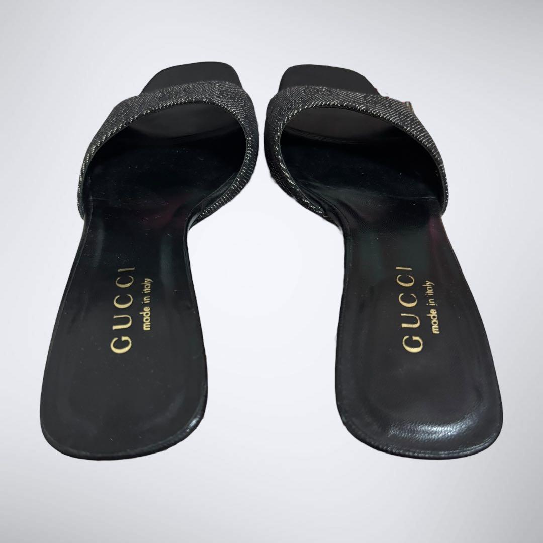 良品✨ GUCCI グッチ GG サンダル ミュール ヒール ブラック 23㎝