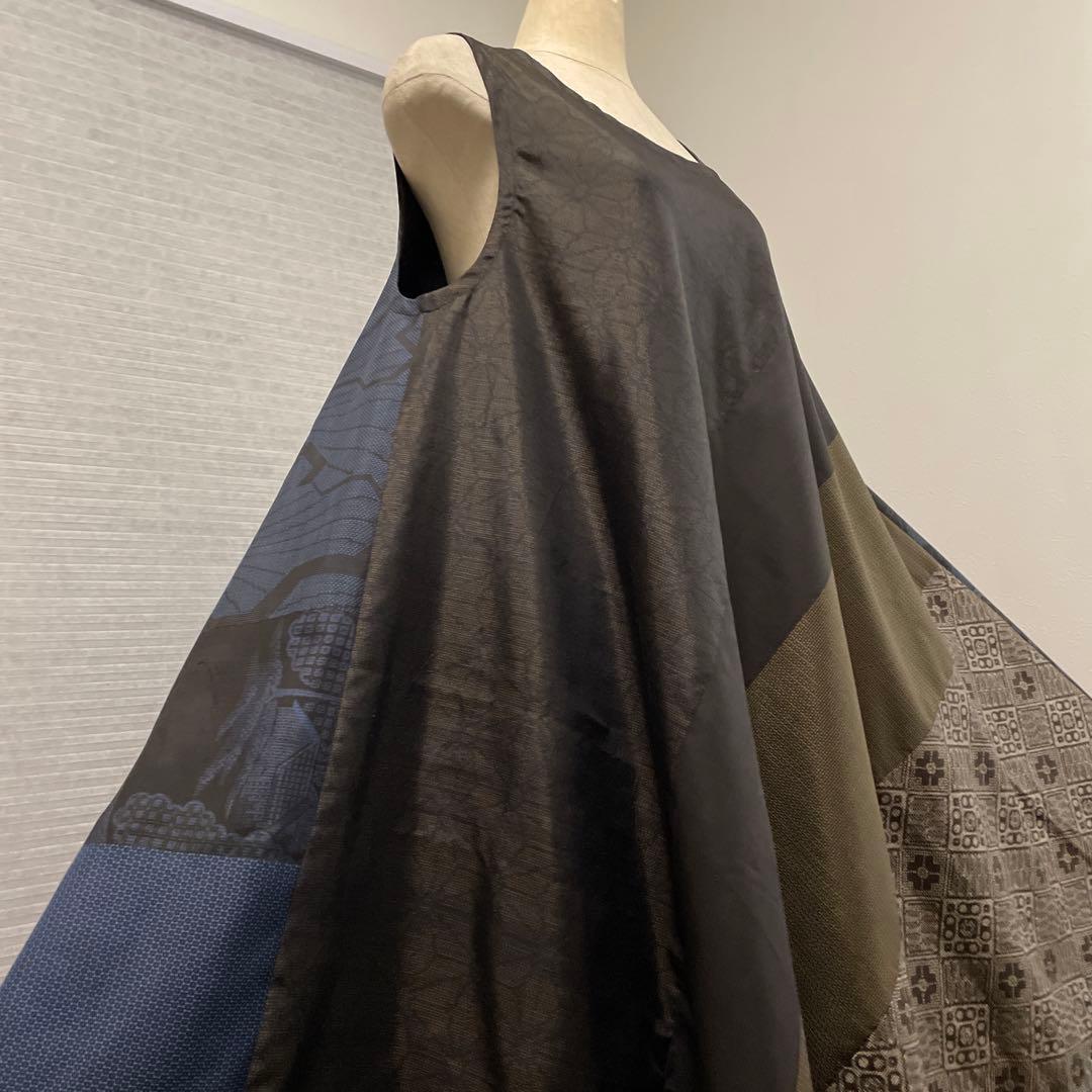 着物ワンピーステントラインマキシ丈【223】大島紬《龍郷柄7マルキ含む》