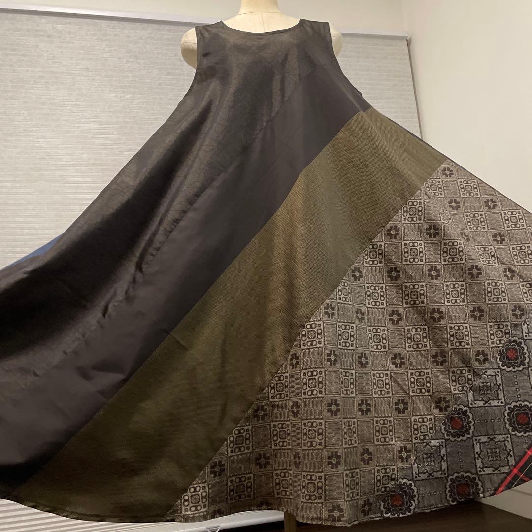 着物ワンピーステントラインマキシ丈【223】大島紬《龍郷柄7マルキ含む》