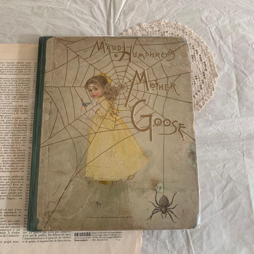 超稀少1891年アンティーク美しい挿絵の絵本マザーグース洋書モードハンフリー古書 絵本2冊と 挿絵古書 ウォルター・クレイン アンティーク絵本 マザー