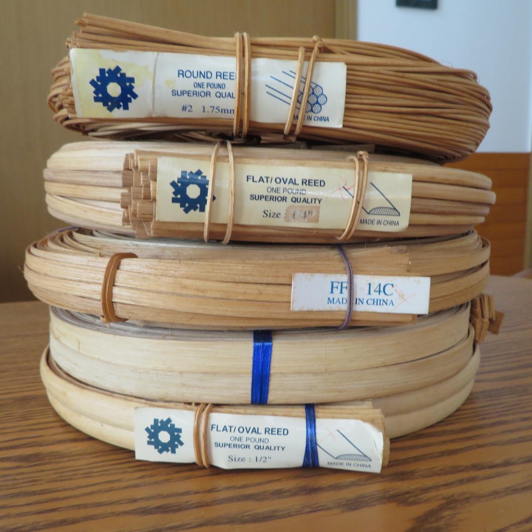 ハンドメイド　バスケット材料　リード　5点まとめて　約2,200g　木製　かご籠 Creer ユティル ラウンドローバスケットS 洗える かご バスケット