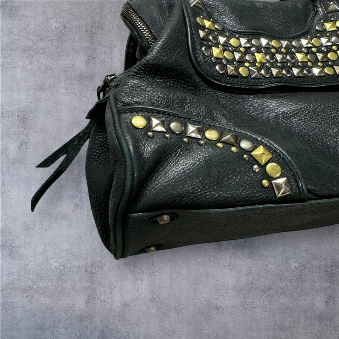 Y2K スタッズ レザー ワンショルダーバッグ グランジ 平成 ギャル男 お