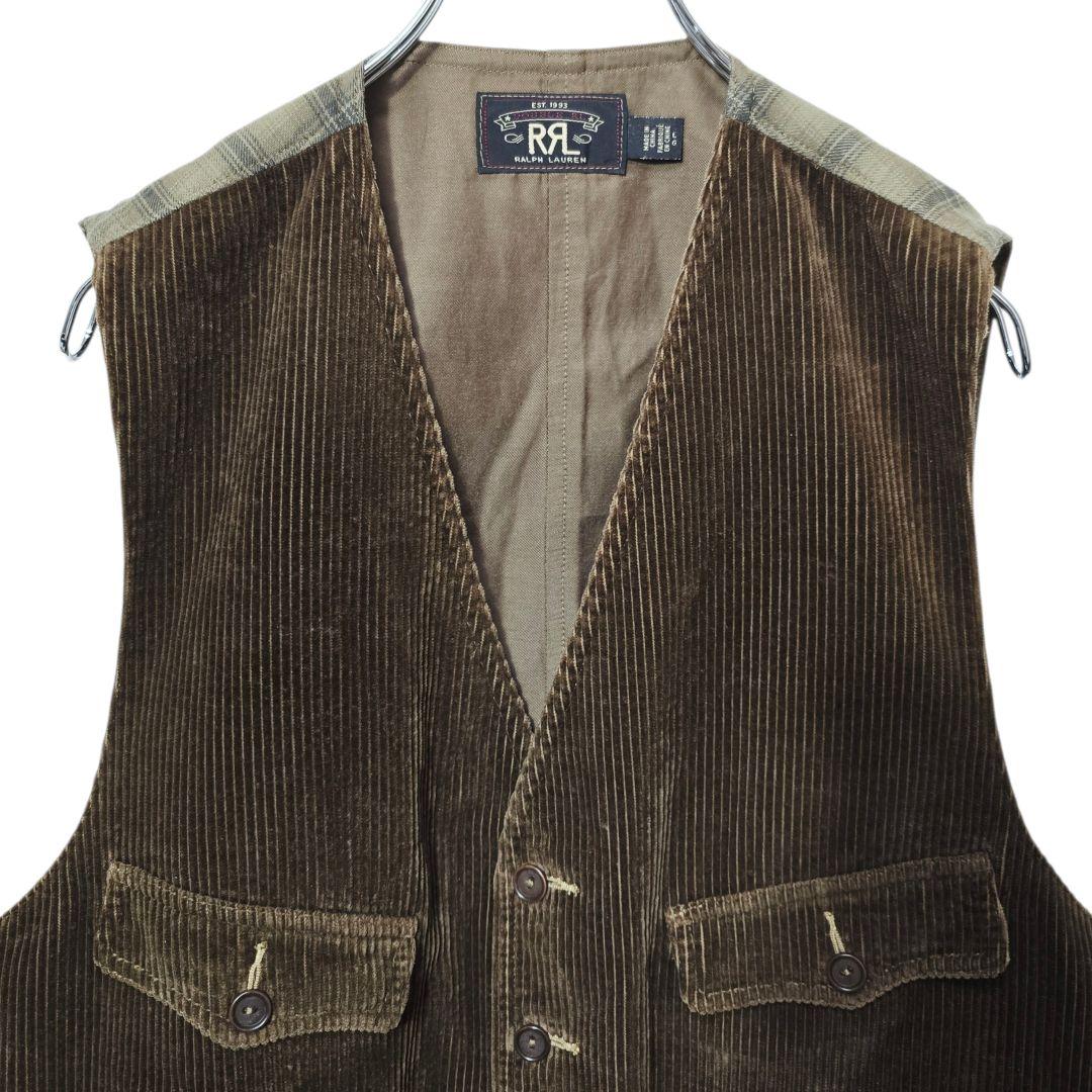 RRL コーデュロイ ワークベスト ブラウン L ヴィンテージ - メルカリ