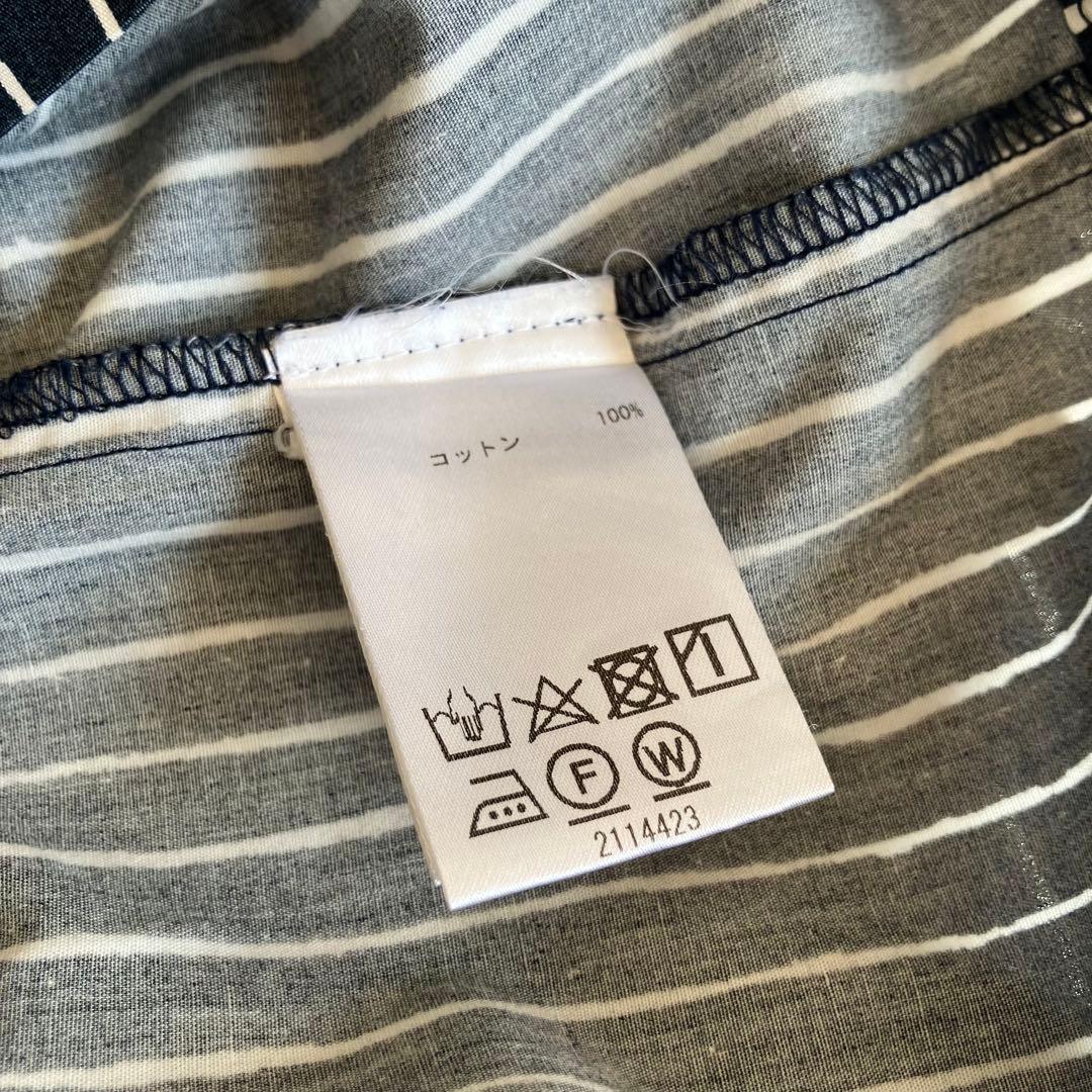 美品】マリメッコ シャツワンピース PICCOLO 縦縞 銀ボタン ピッコロ