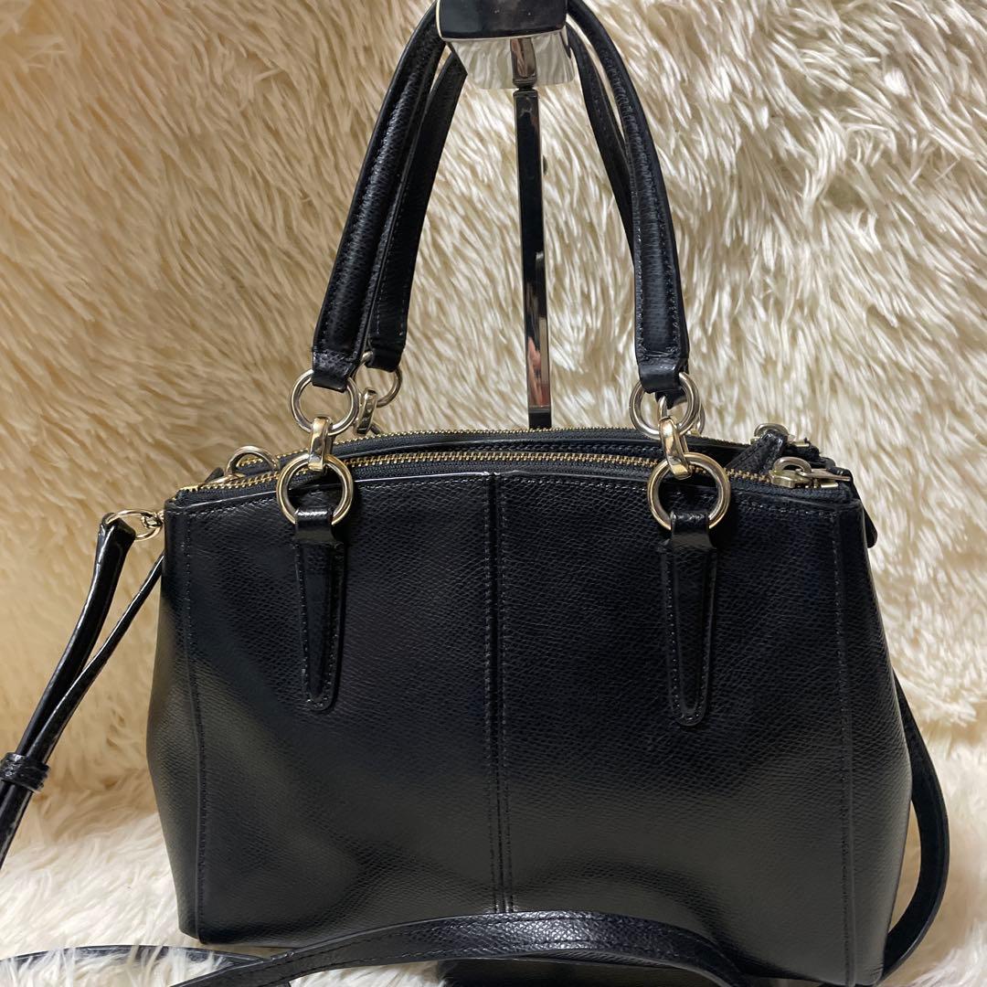 コーチ ショルダーバッグ 2way 黒 レザー クリスティ ダブルジップ