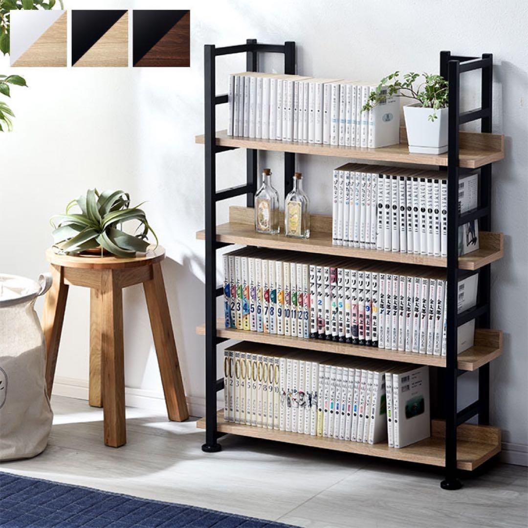 ワイエムワールド　スリムブックシェルフ　オーク　00-242-ok Amazon｜ワイエムワールド オープンラック 本棚 木製 4段 幅75 奥行