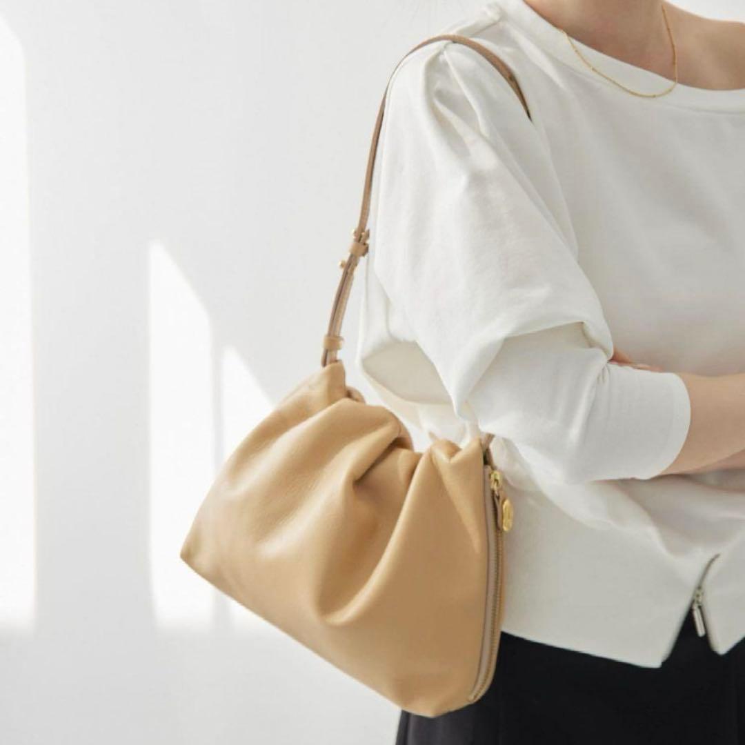 美品 gemeil ジェムイル レザーワンハンドルバッグ ベージュ 保証書付