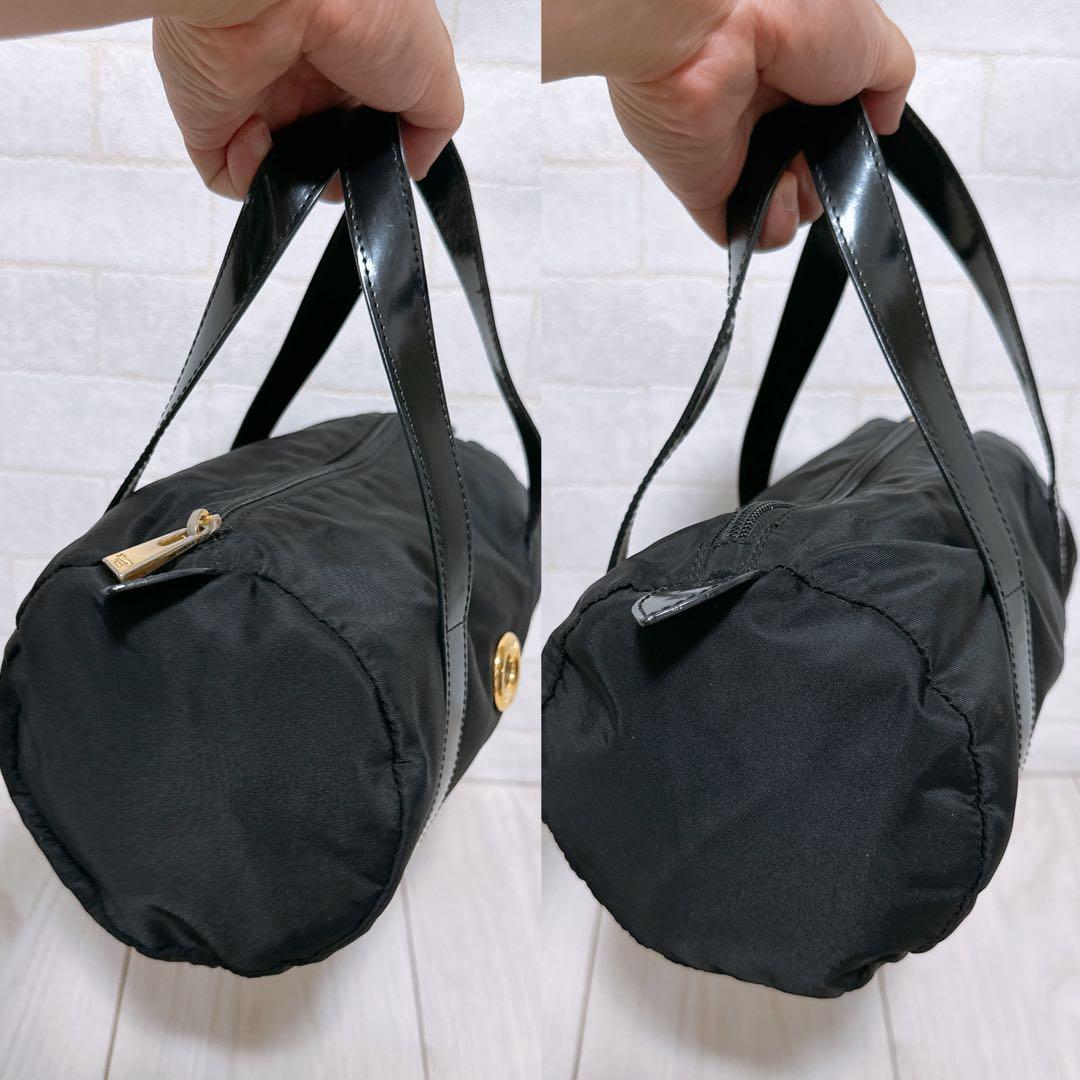 《美品》CELINE(セリーヌ)ハンドバッグ　ナイロン　サークルロゴ