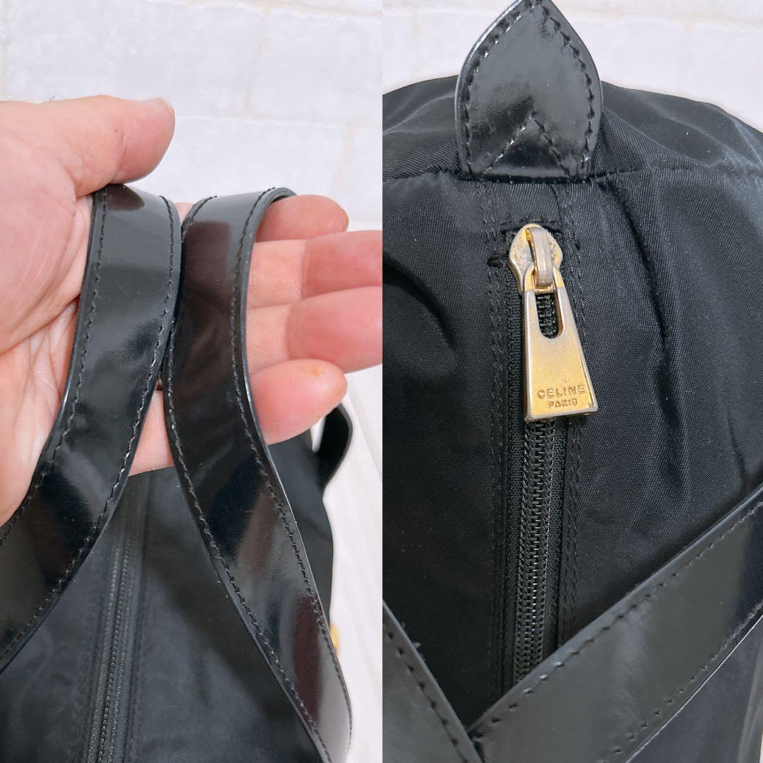 《美品》CELINE(セリーヌ)ハンドバッグ　ナイロン　サークルロゴ