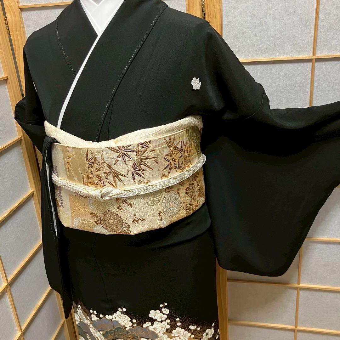 はんな様［6089］黒留袖 美品 作家物 比翼付 五つ紋 五三桐 正絹 着物