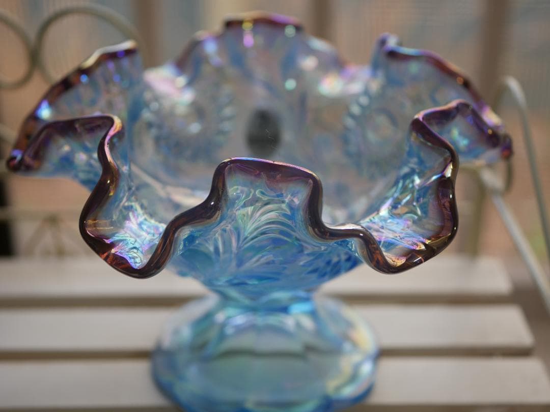 HKさま専用＞フェントン ブルーイリデセントグラス・プラムクレスト