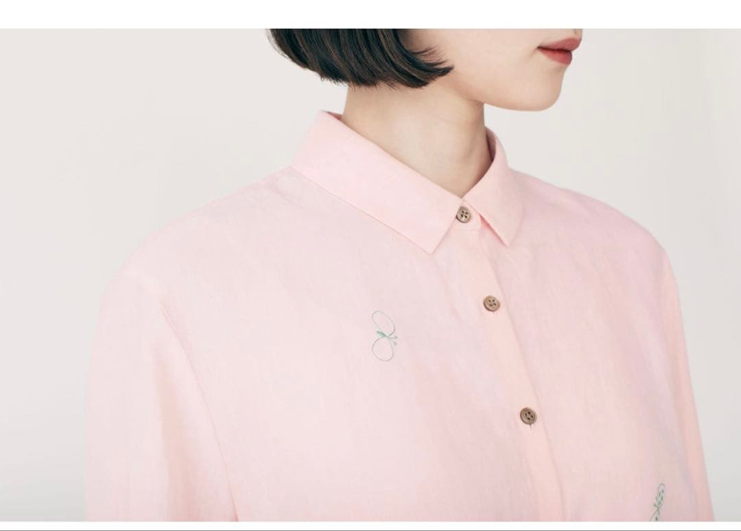 ミナペルホネン choucho リネンブラウス 38 ピンク 2025SS - メルカリ