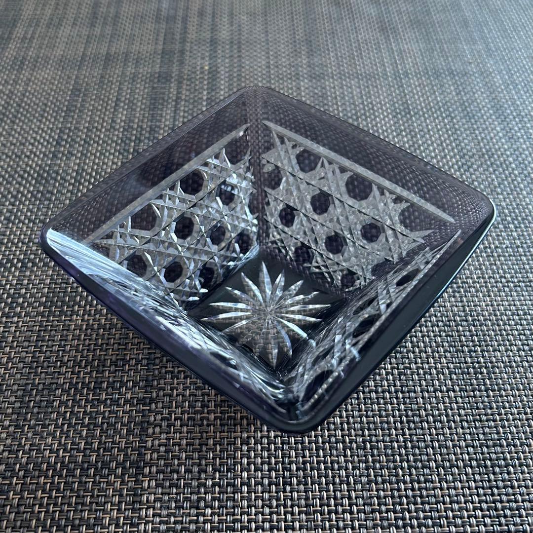 新品未使用】江戸切子 【新品未使用】江戸切子 小鉢 食器 スクエア 紫