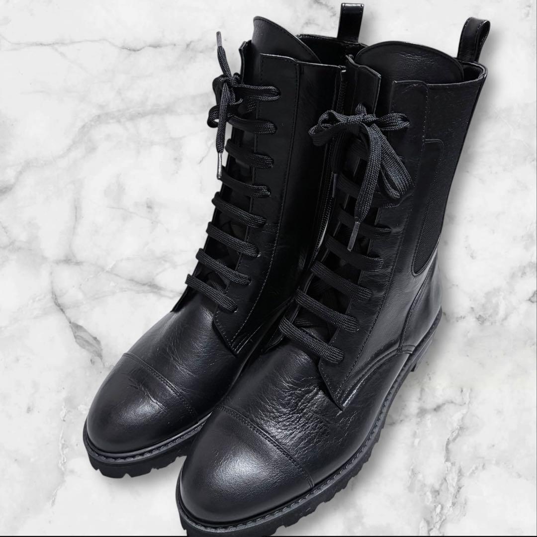 極美品✨DIANA ダイアナ レースアップ ブーツ 23.5cm レザー 黒