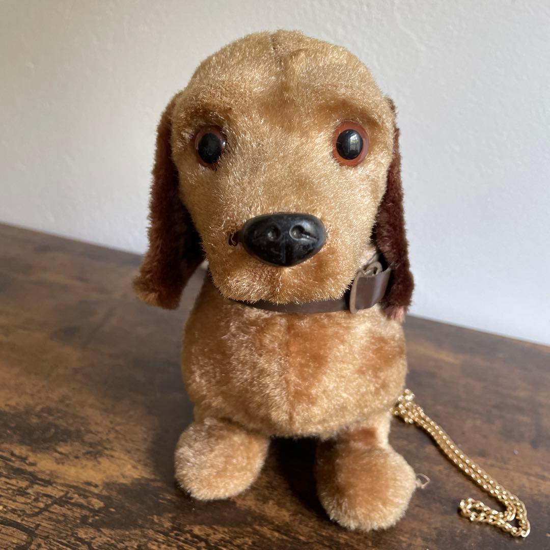 犬 ぬいぐるみ お散歩犬 昭和レトロ ダックスフント 人形 アンティーク