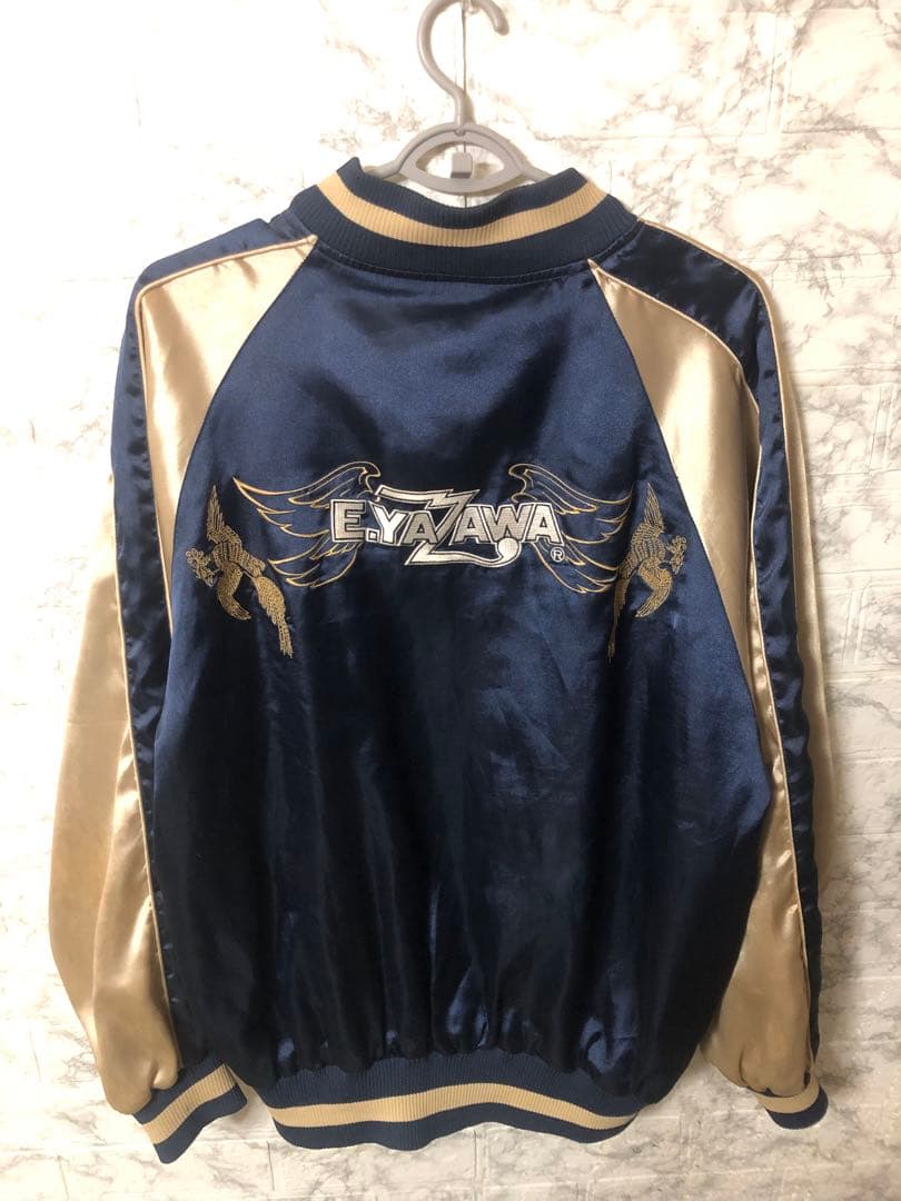 E.YAZAWA 矢沢永吉サテンジャケット ネイビー/ゴールド - メルカリ