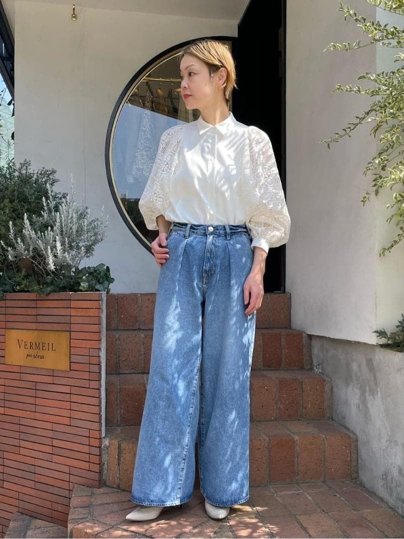 VERMEIL par iena レースコンビ ボリュームスリーブブラウス - メルカリ