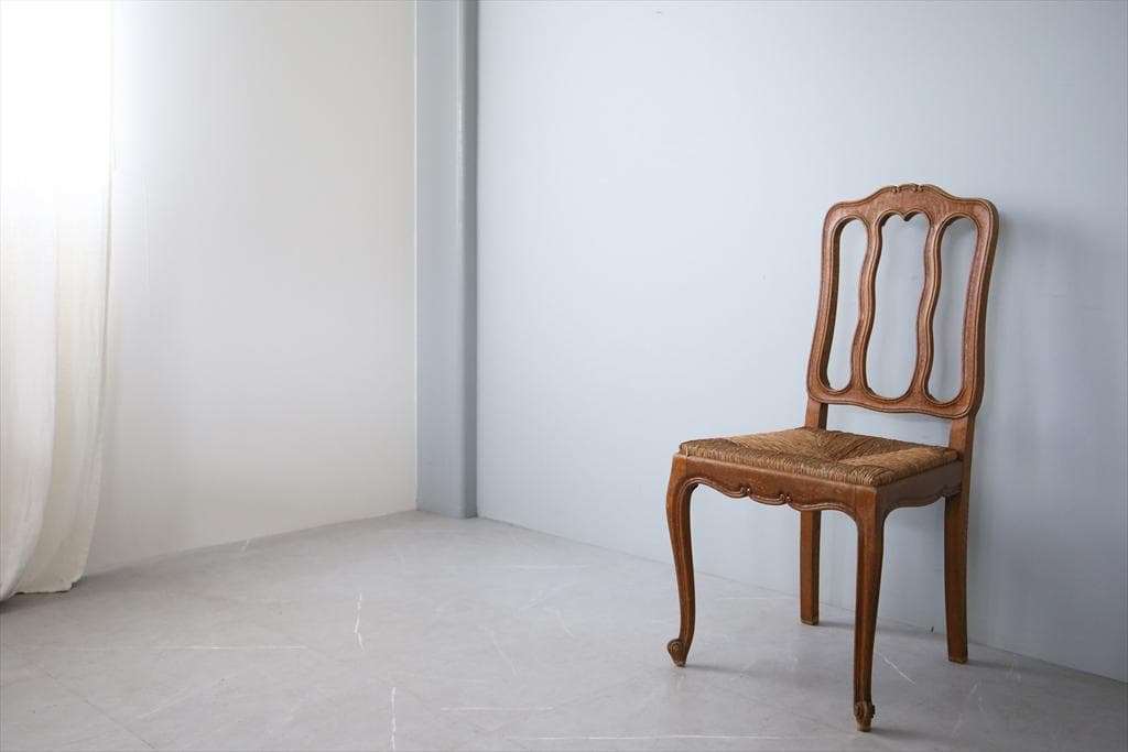 フランスアンティーク猫脚ダイニングチェア/イス/ラッシュシート(90-83