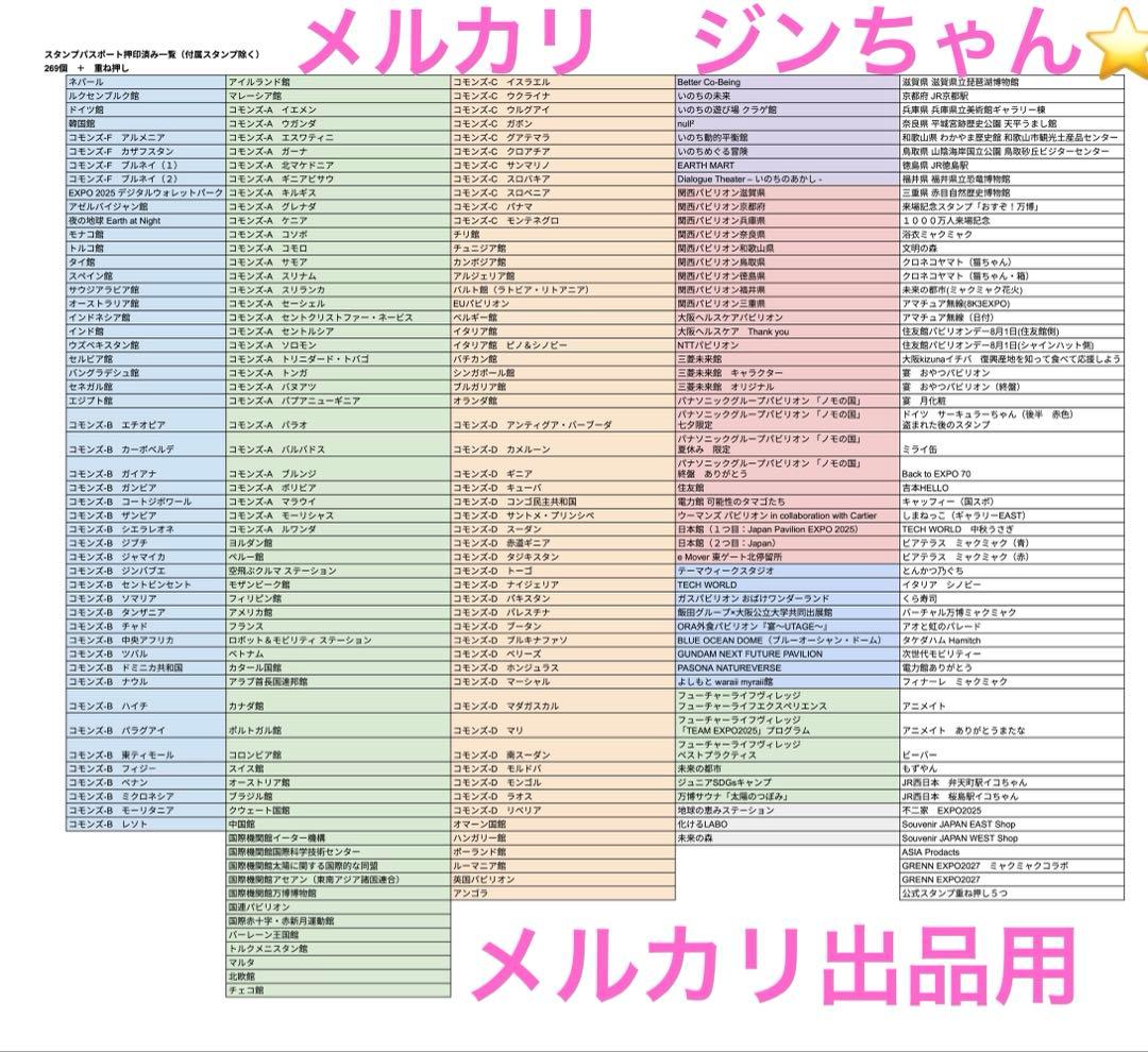 竹*男様 万博スタンプ269個以上パスポートサテライト直押コンプ閉幕日
