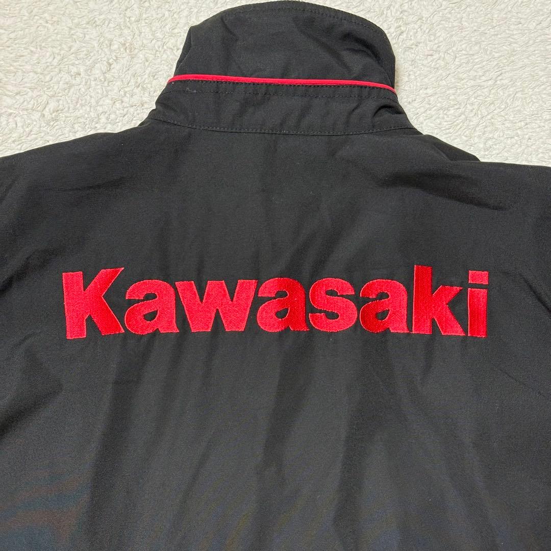 希少 美品 3L カワサキ 純正 ナイロンジャケット ブルゾン ロゴ刺繍 黒