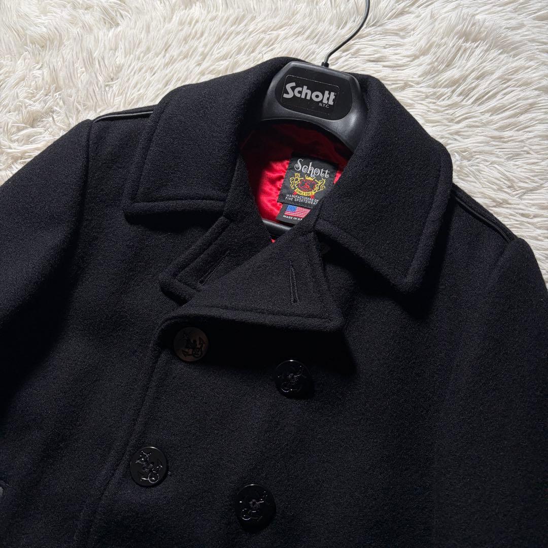 極美品□schott ピーコート 740C2 ネイビー 裏地赤 38 - メルカリ