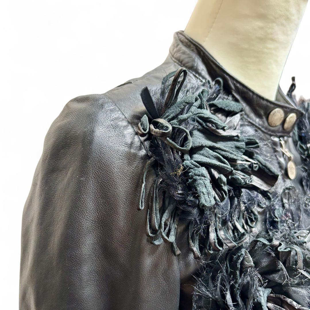 T様】パトリツィア ぺぺレザージャケット 黒 S 羊革 高級装飾 希少