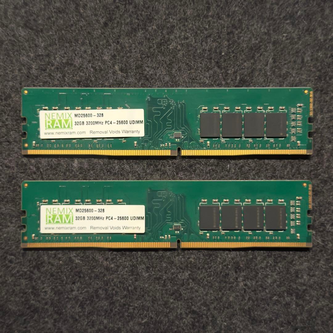 DDR4 3200MHz 32GB メモリ 2枚 計64GB NEMIX RAM - メルカリ