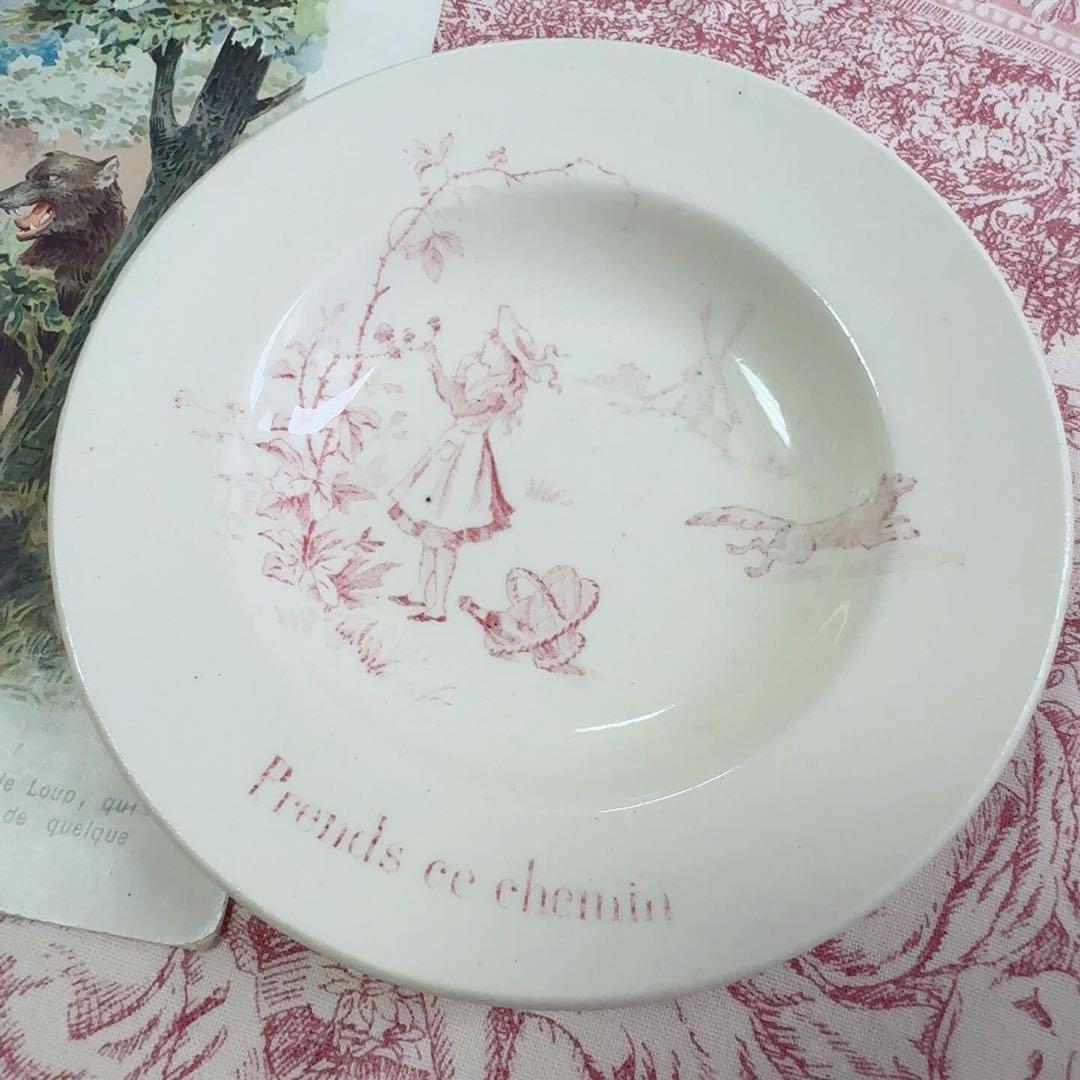 セール フランスアンティーク おままごと食器 赤ずきん ジアン Gien 赤