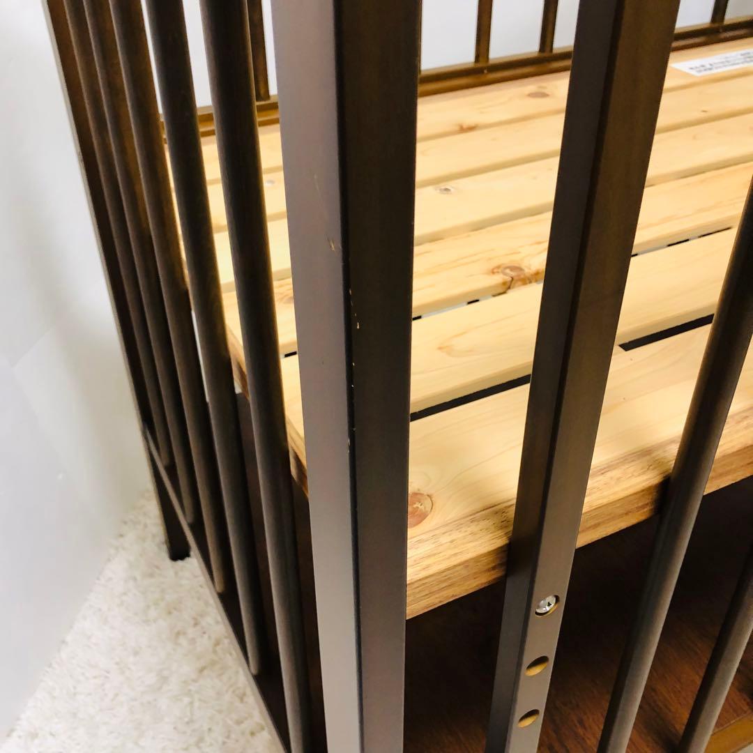 日本製 サワベビー ベビーベッド 木製 ブラウン ハイタイプ 澤田工業