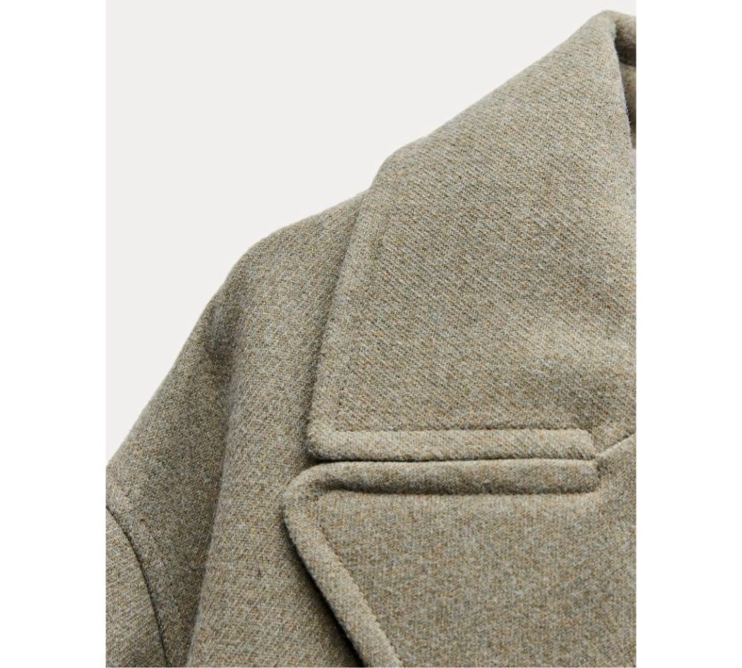 ZARA ショート丈ダブルブレストコート L ミンク - メルカリ