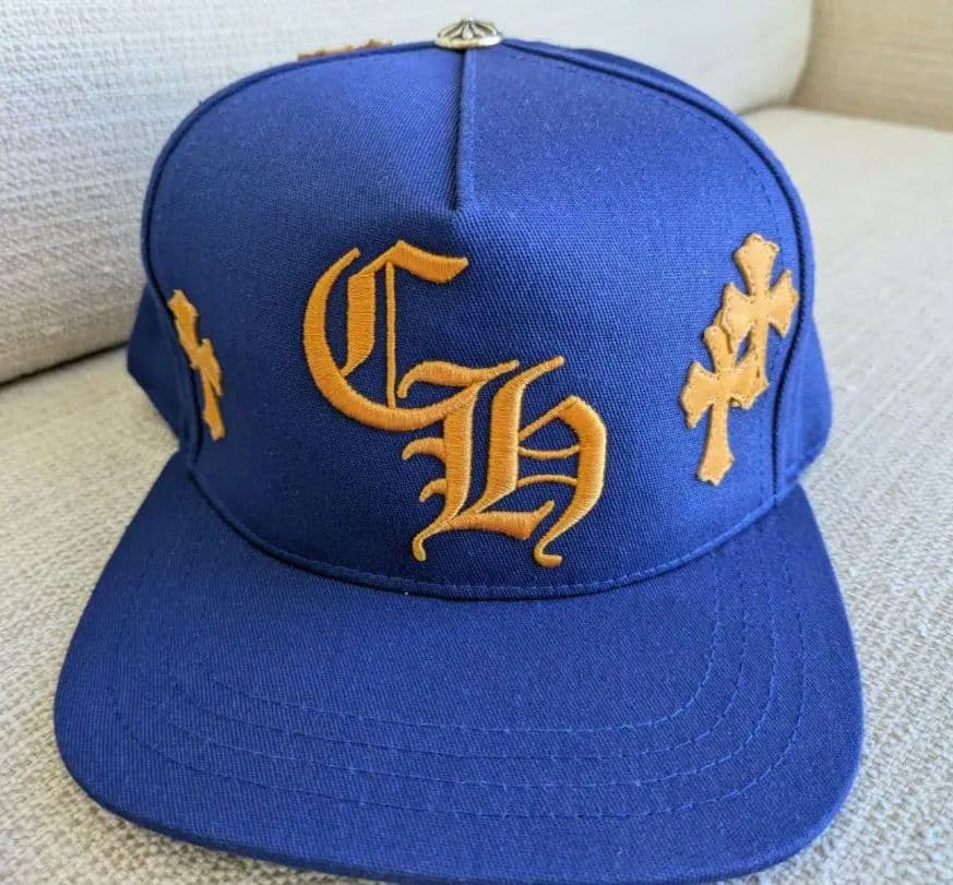 クロムハーツ クロスパッチ キャップ ブルー イエロー CHロゴ 中古・古着通販】CHROME HEARTS (クロムハーツ) CH HAT クロスパッチ