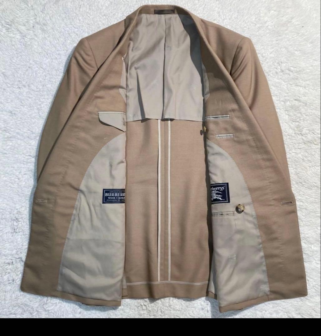 極美品】 バーバリー スーツ ダブル ベージュ 金ボタン 背抜き A4 S