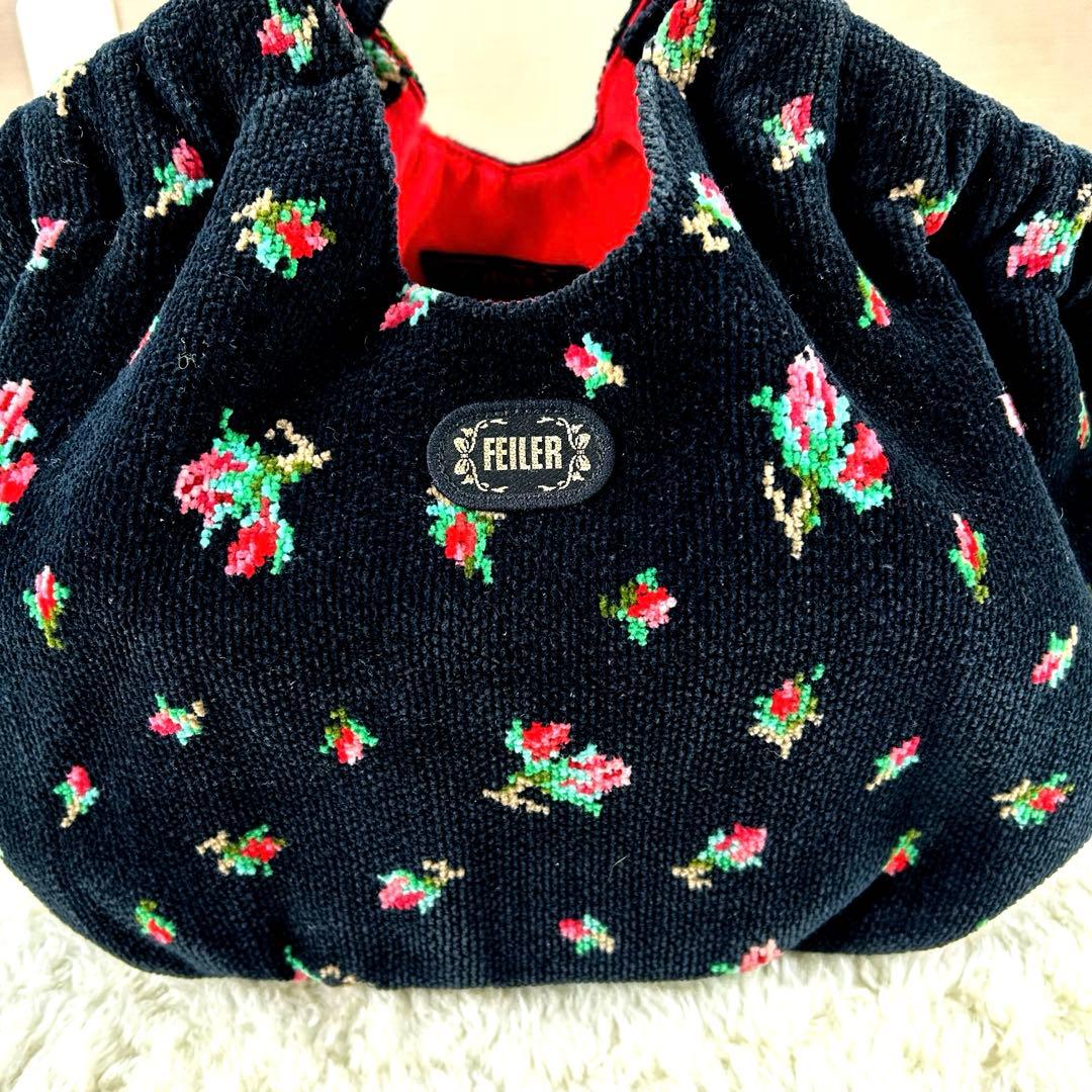 美品✨ フェイラー リアローズバッグ リボン シュニール織り