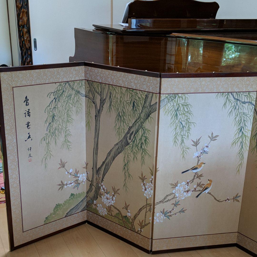 日本画　屏風 日本画屏風 高さ185cm 四面 / 檜図屏風