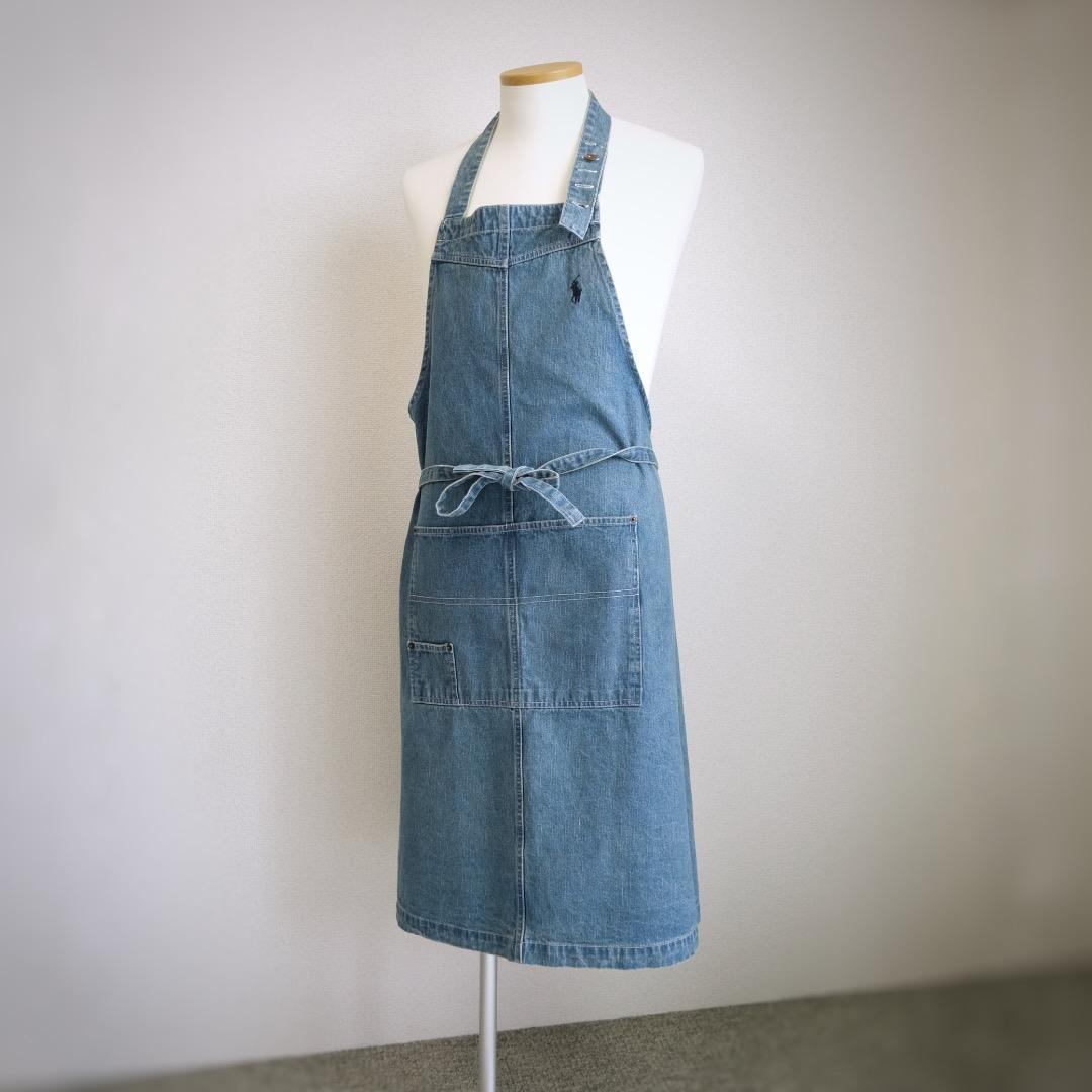 RALPH LAUREN ラルフローレン 刺繍ロゴ デニムエプロン 青 - メルカリ