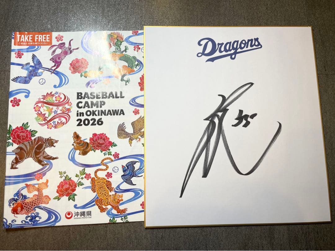 中日ドラゴンズ 細川成也 直筆サイン色紙 2026沖縄キャンプ - メルカリ