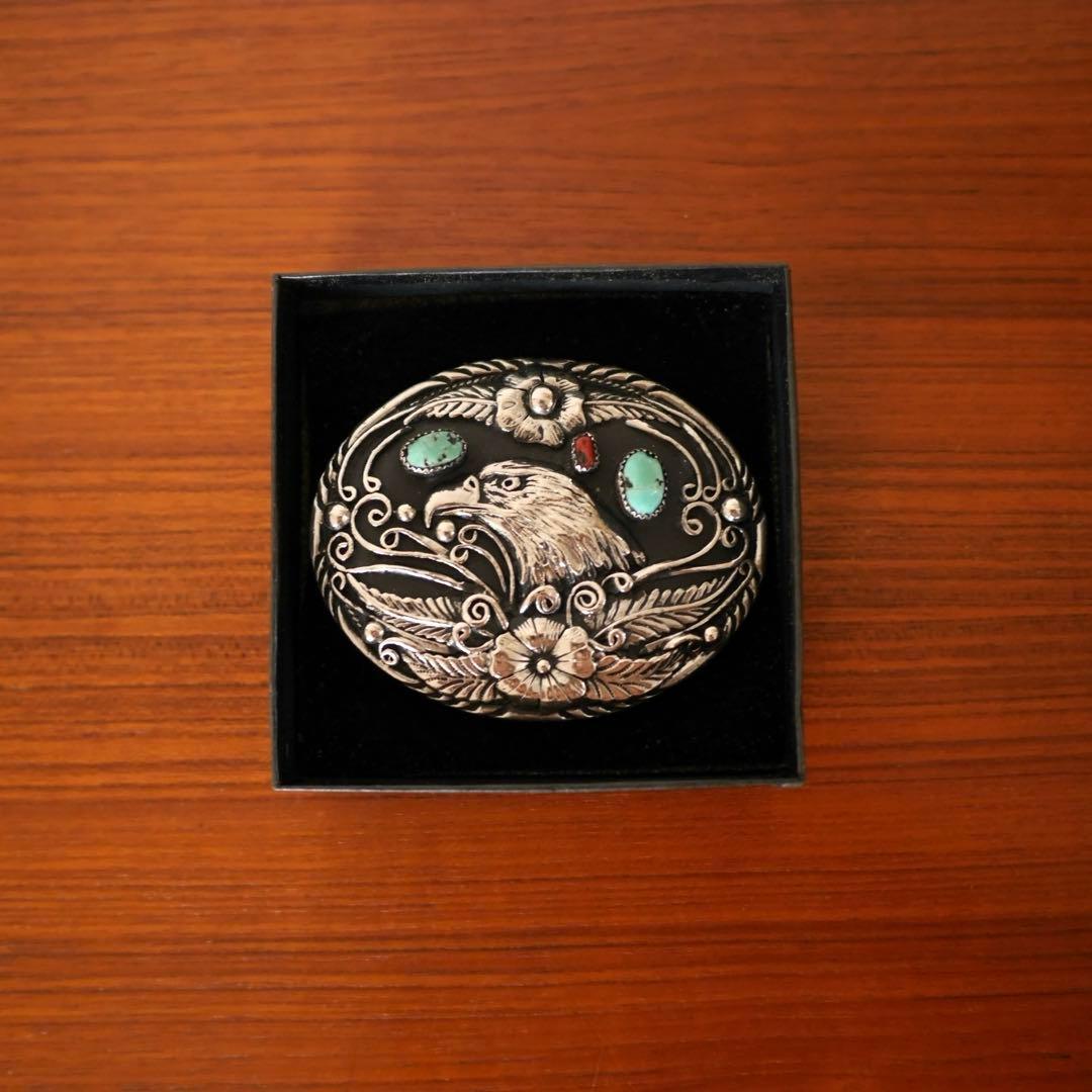 ヴィンテージ ナバホ族 イーグルモチーフ ターコイズ バックル 8d136b18e42c0219001766e2b96727