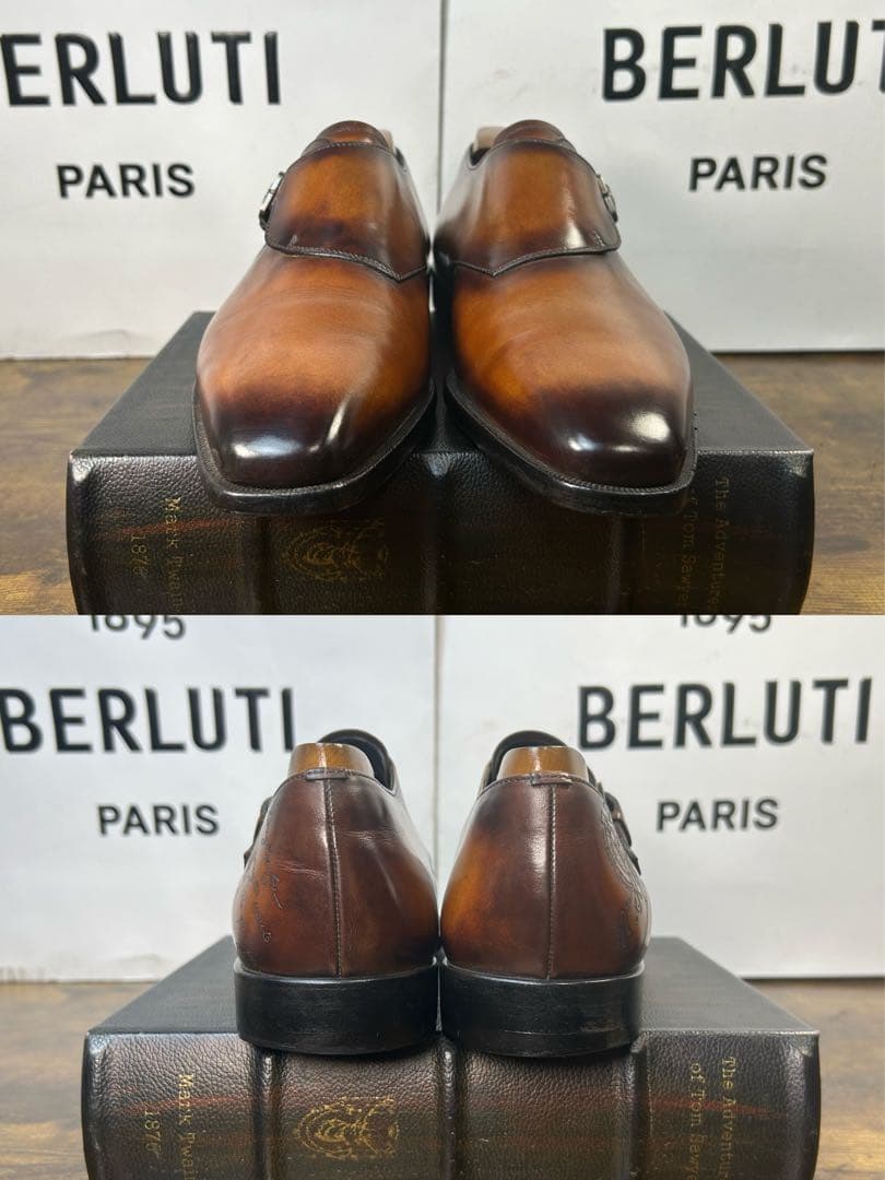 極美品 約40.8万円 Berluti シングルモンクストラップシューズ 6.5
