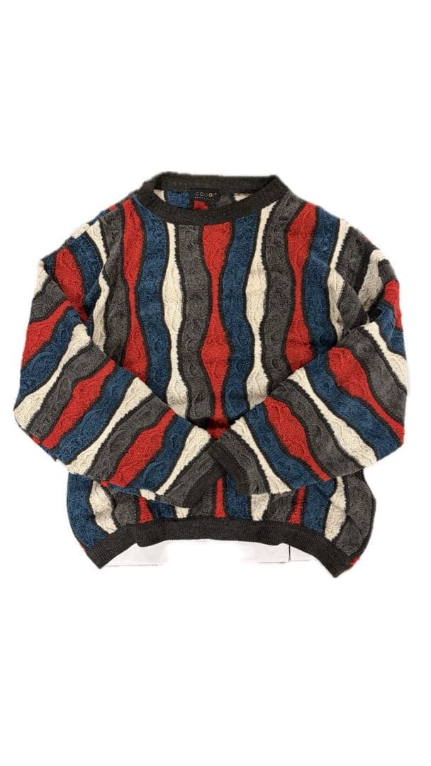 COOGI ストライプニットセーター COOGI 3Dセーター ニット XL | 古着屋DIGDIG