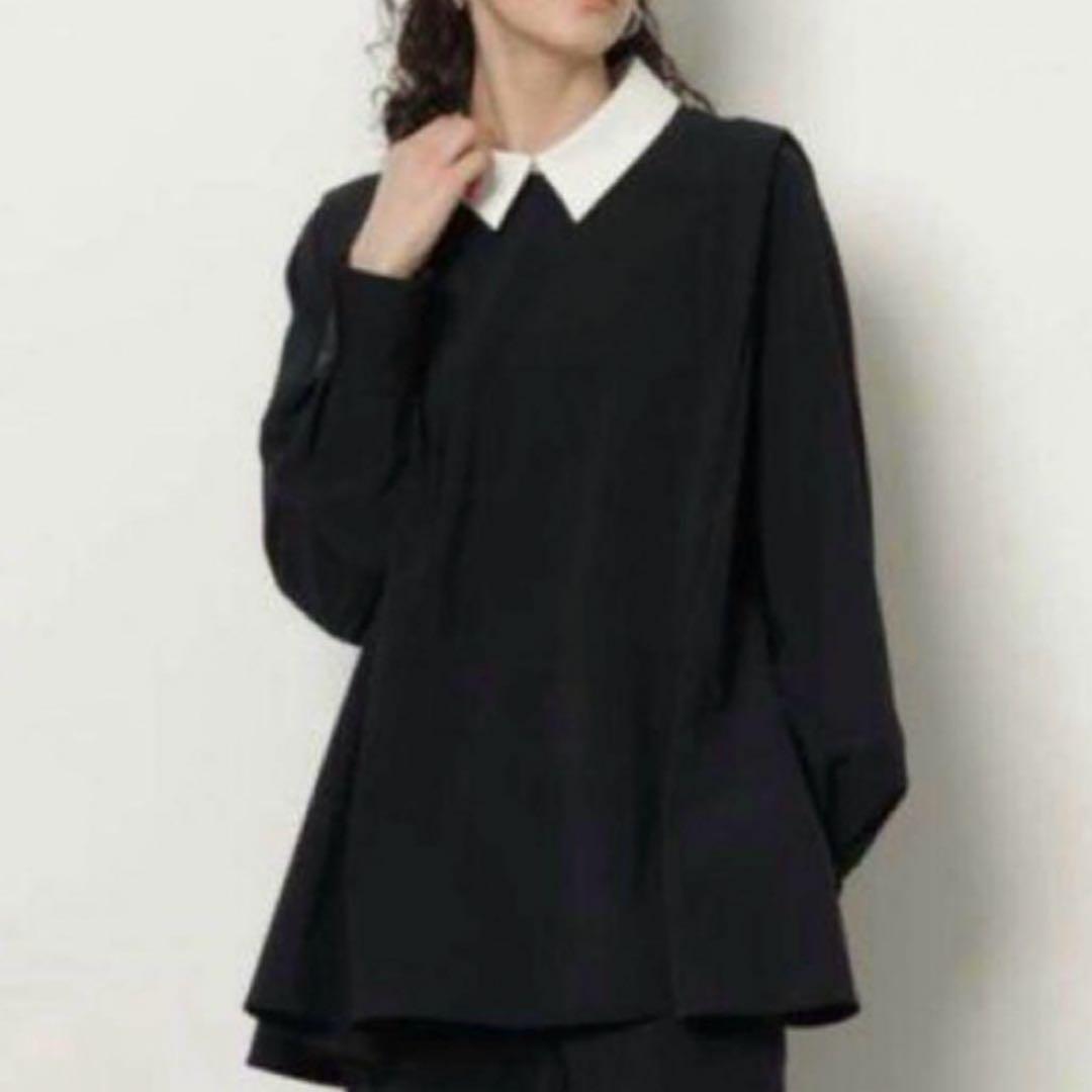 新品 CADUNE カデュネ ネイビー 3way襟付きブラウス セレモニー 濃紺