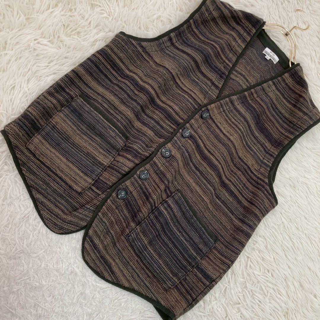 Paul Smith ニットベスト カーキ ブラウン L カジュアル 着回し Paul Smith（ポール・スミス） ベスト ジレ ハイゲージ Vネックニット