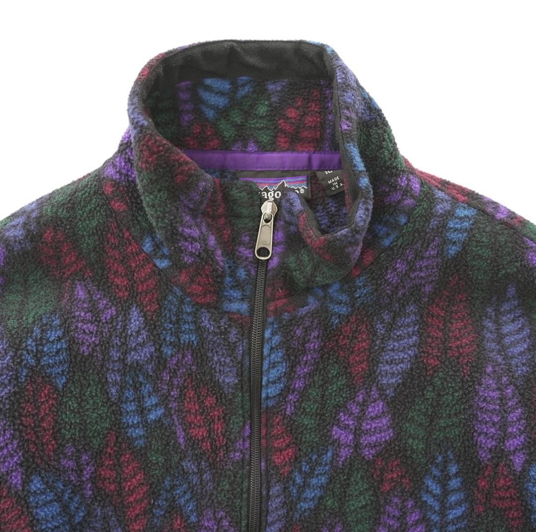 90s USA製 パタゴニア シンチラ フリース ハーフジップ 総柄 リーフ