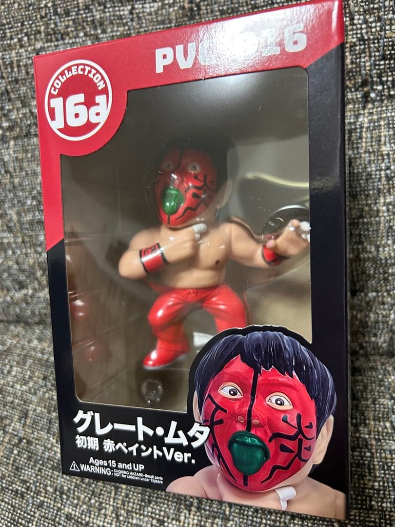 16dソフビコレクション☆グレート・ムタ 初期 赤ペイント 武藤敬司