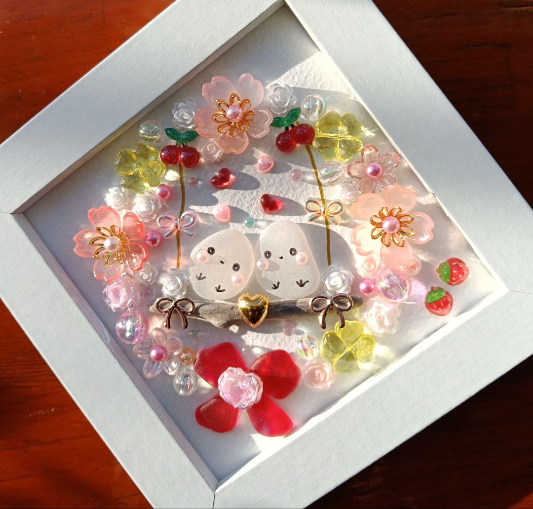 ❤️お花の中で❤️幸せブランコ⑦❤️シマエナガ❤️シーグラスアート