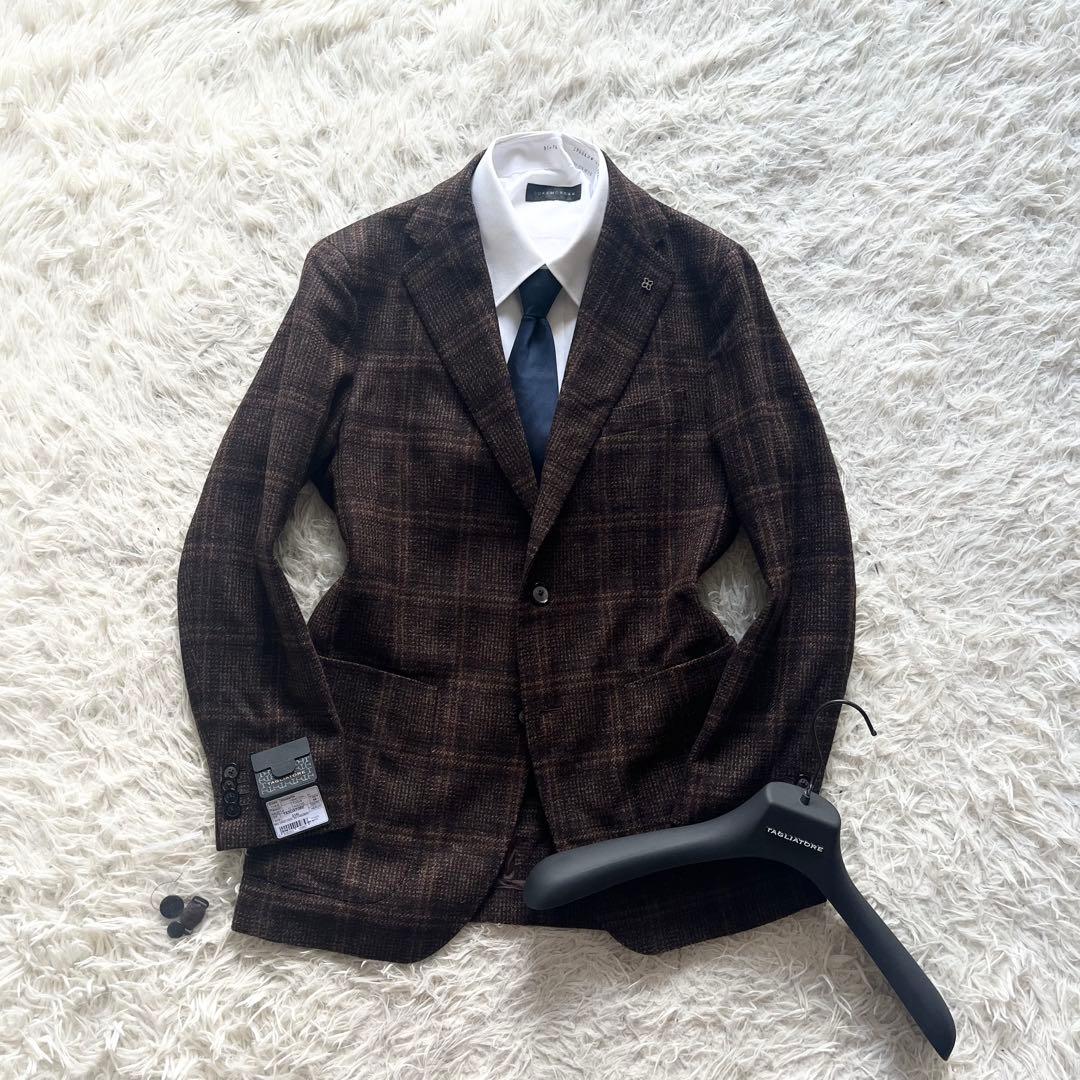 <極美品>TAGLIATORE カシミヤ ウール ブラウン ジャケット 44 TAGLIATORE タリアトーレ 2B シングル ジャケット ウール カシミヤ