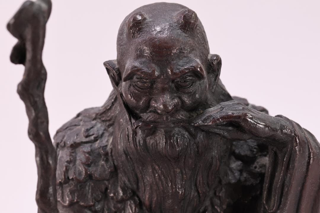 momo様専用 金工 幸山 造 花押 「 鋳銅製 神農像 」 置物高2 BK65