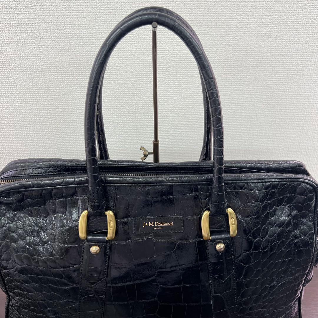⭐️定価25万 J&M Davidson クロコ型押しビジネスバッグ ブラック